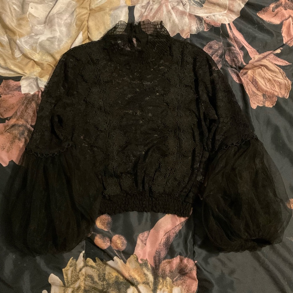 Gothic black mesh crop top